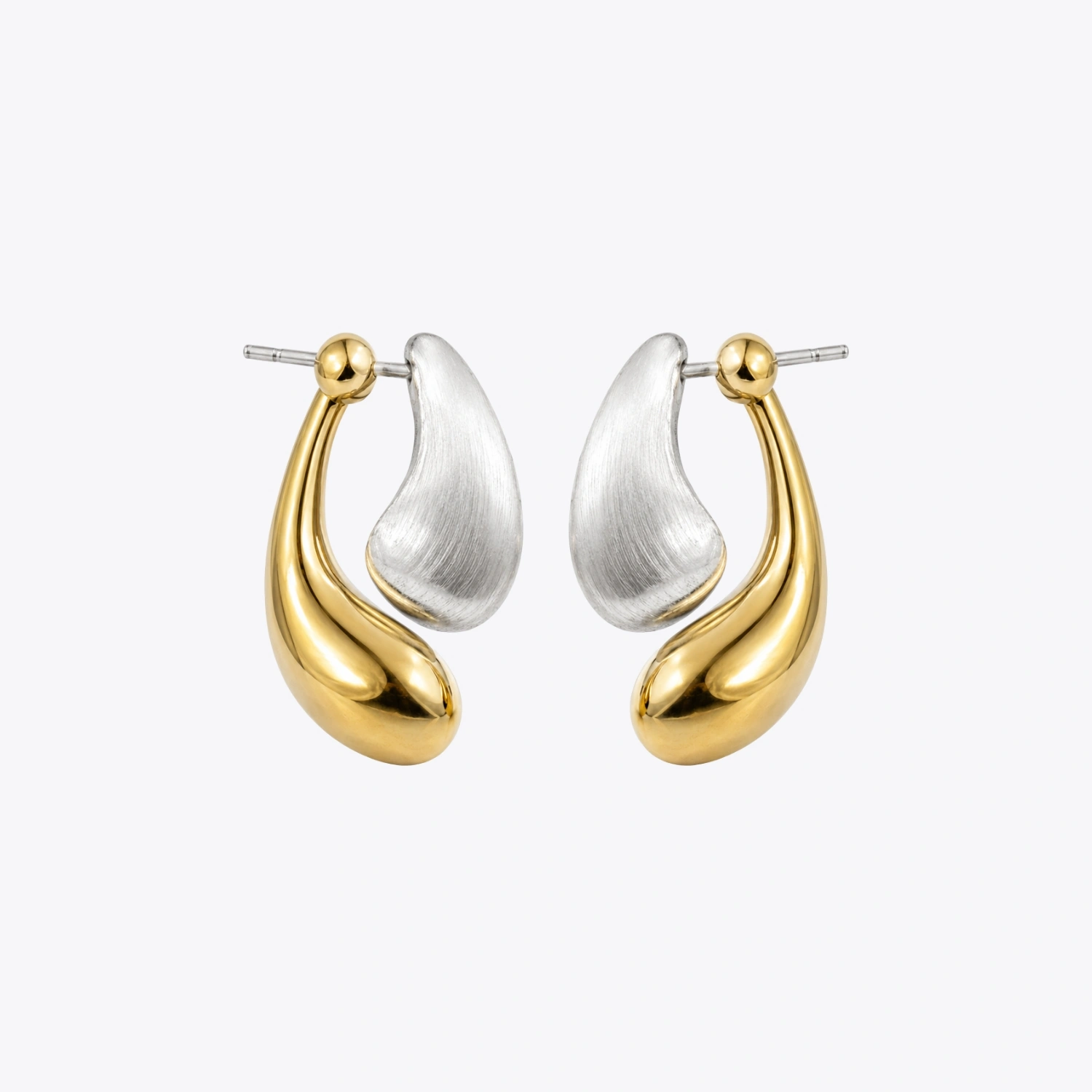 Two-Tone Sculpted Drop Earrings - Image 3