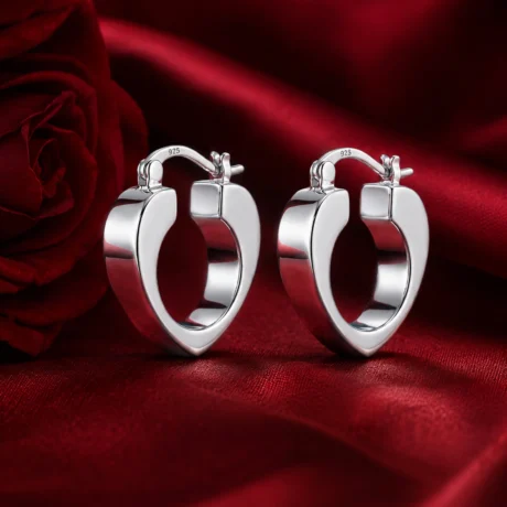 925 Silver Heart Hoop Earrings