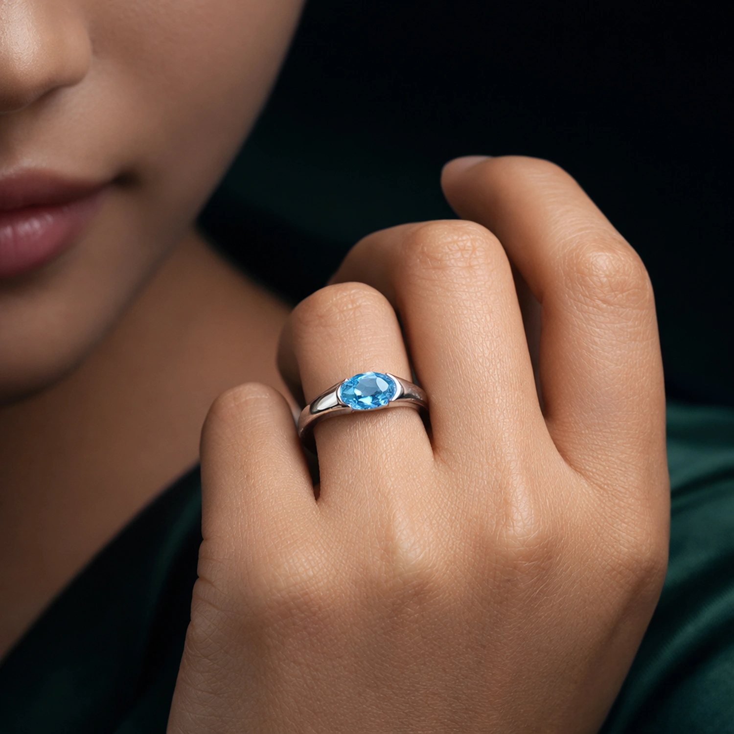 Oval Gemstone Silver Ring – 3 Colour Variation Collection - Image 2