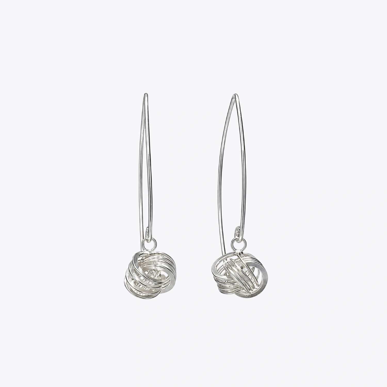 Silver Orbit Knot Drop Earrings - Image 3
