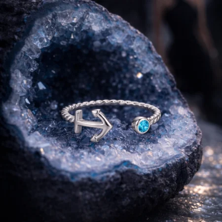 Cupid Arrow Blue Stone Ring