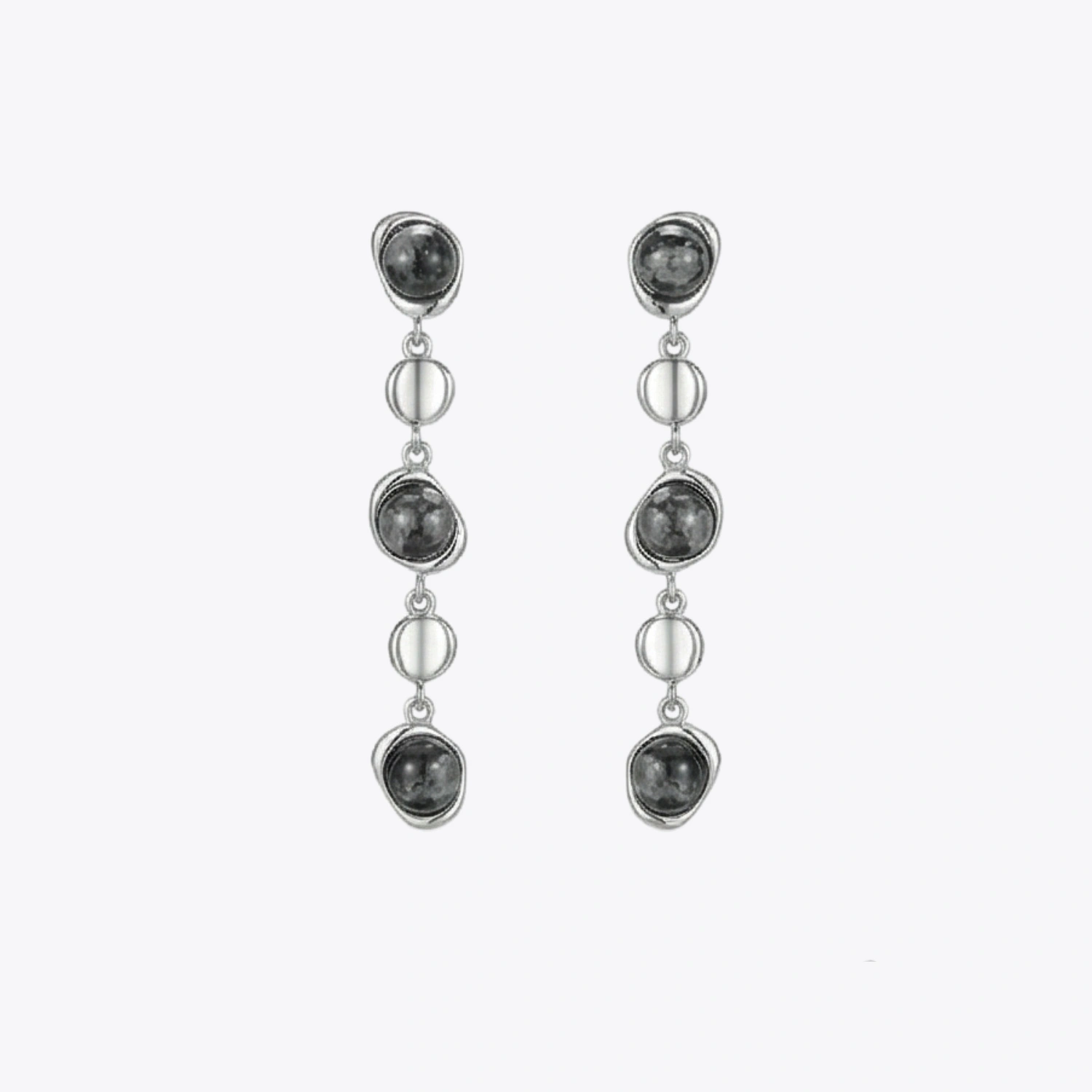 Midnight Pebble Silver Necklace & Earrings Combo - Image 5