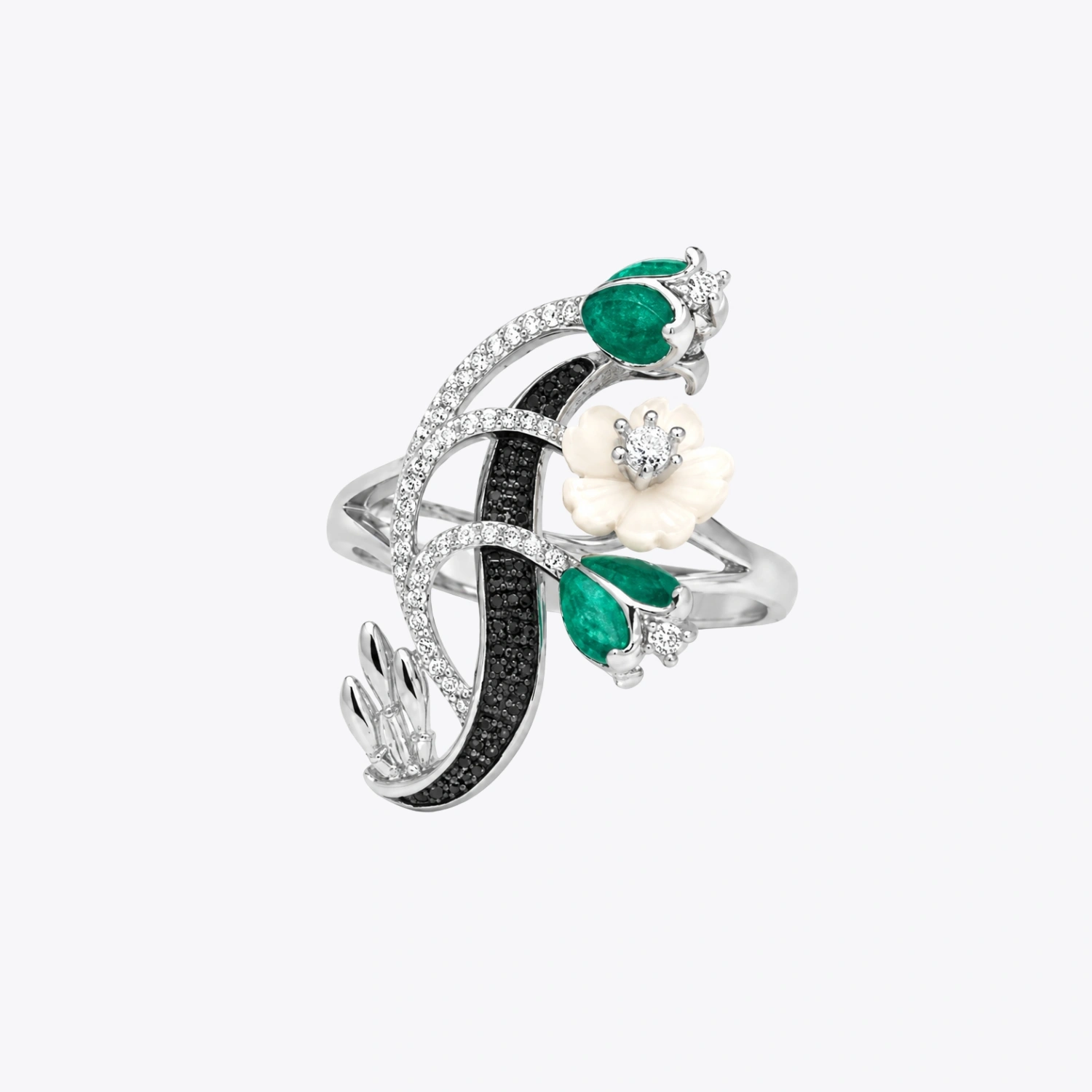 Emerald Bloom Floral Statement Ring - Image 3
