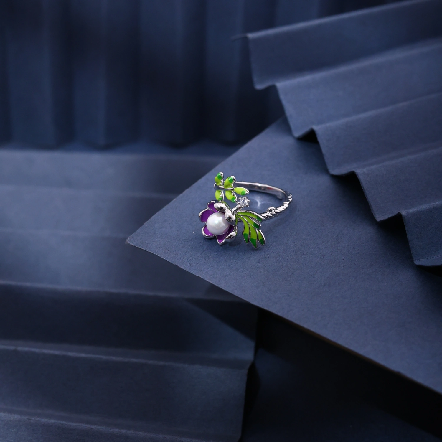 Emerald Bloom Floral Statement Ring