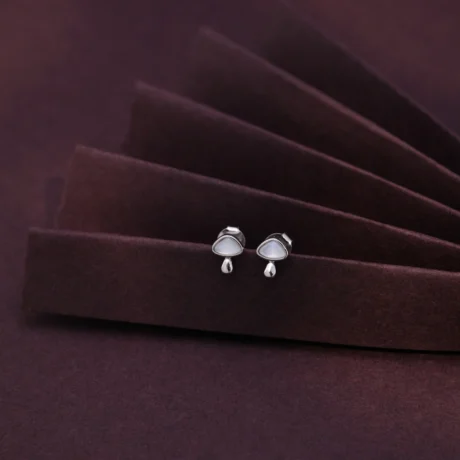 Pearl Teardrop Silver Stud Earrings