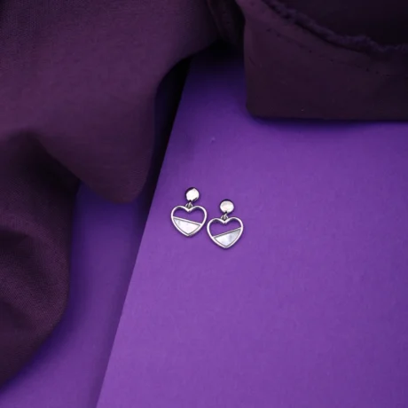 Heart Pearl Silver Drop Earrings