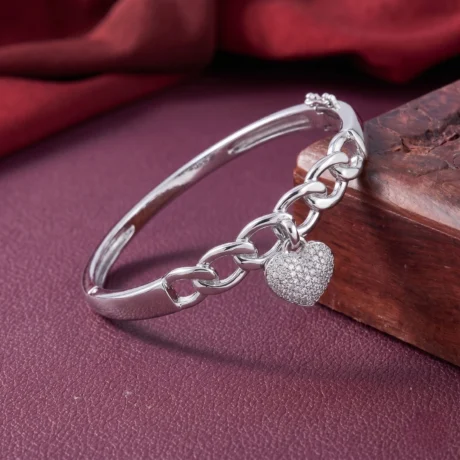 Silver Heart Charm Link Bracelet