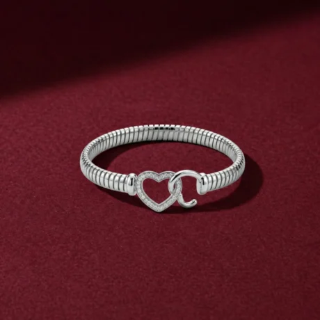 Silver Heart Charm Link Bracelet