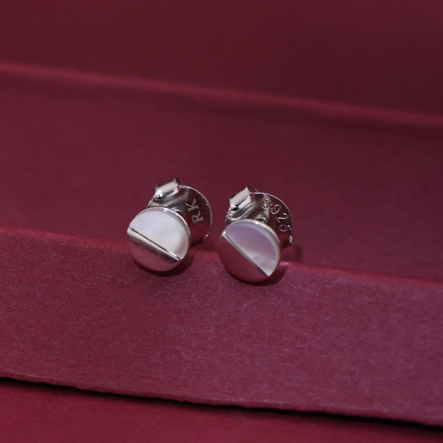 Half Moon Mother of Pearl Stud Earrings
