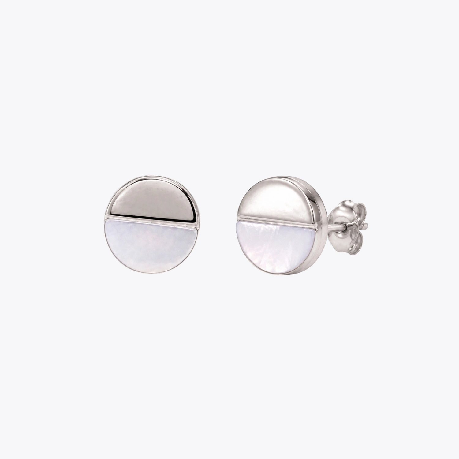 Half Moon Mother of Pearl Stud Earrings - Image 3