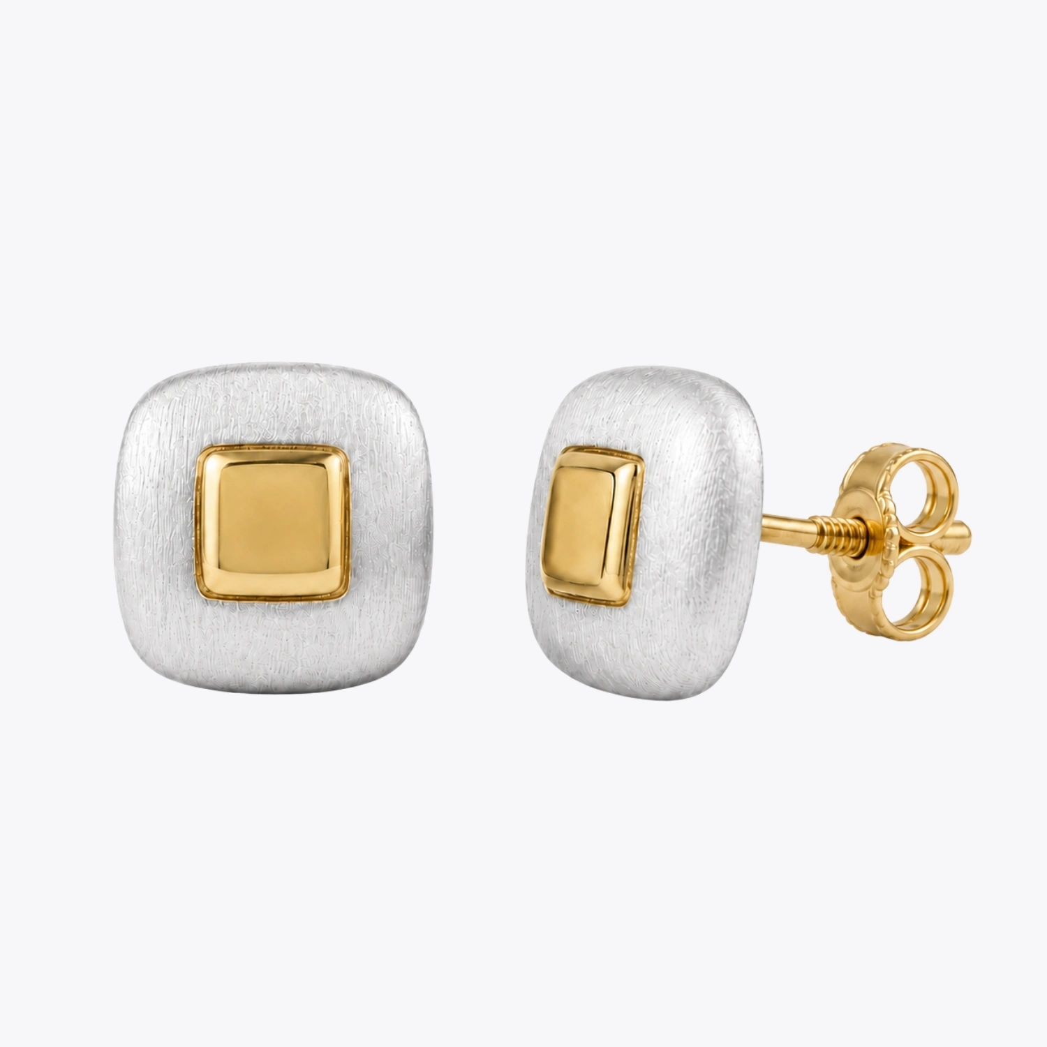 Dual-Tone Square Stud Earrings - Image 3