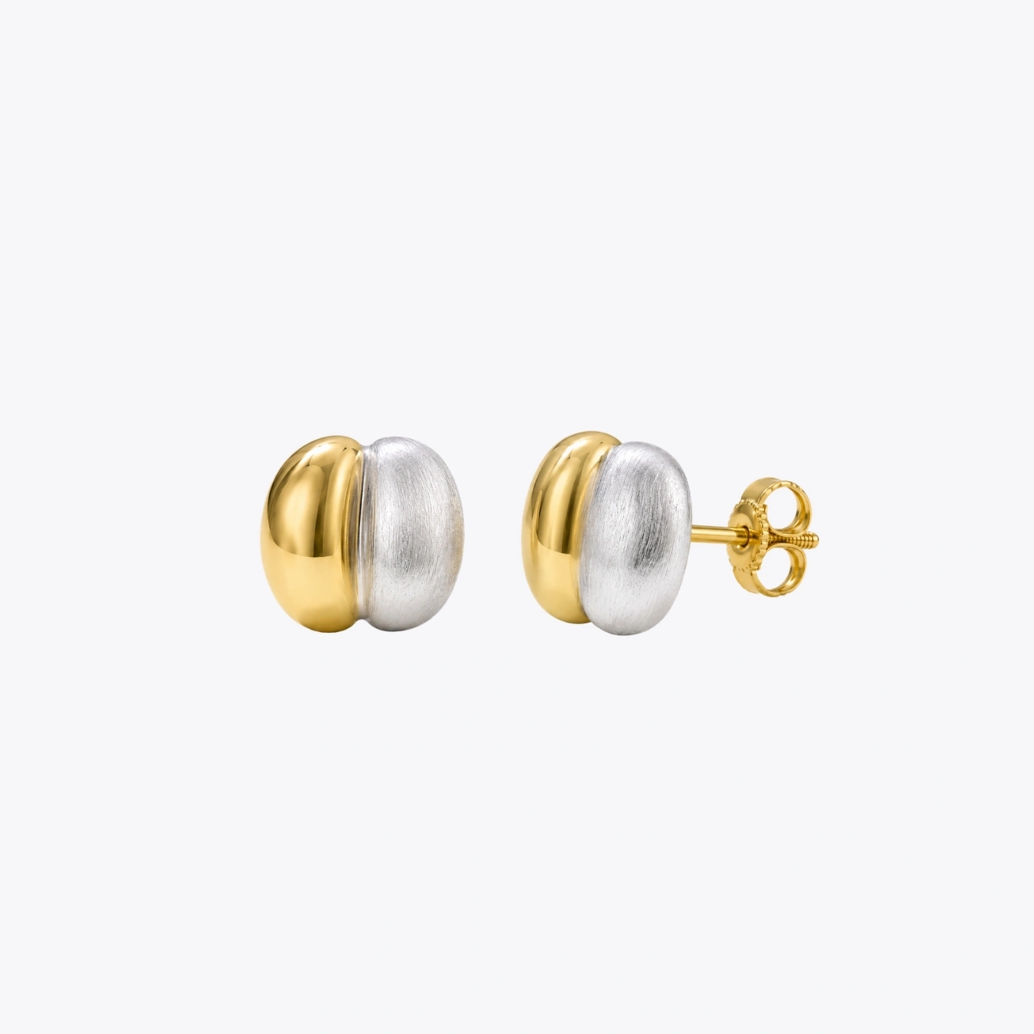 Two-Tone Dome Stud Earrings - Image 3