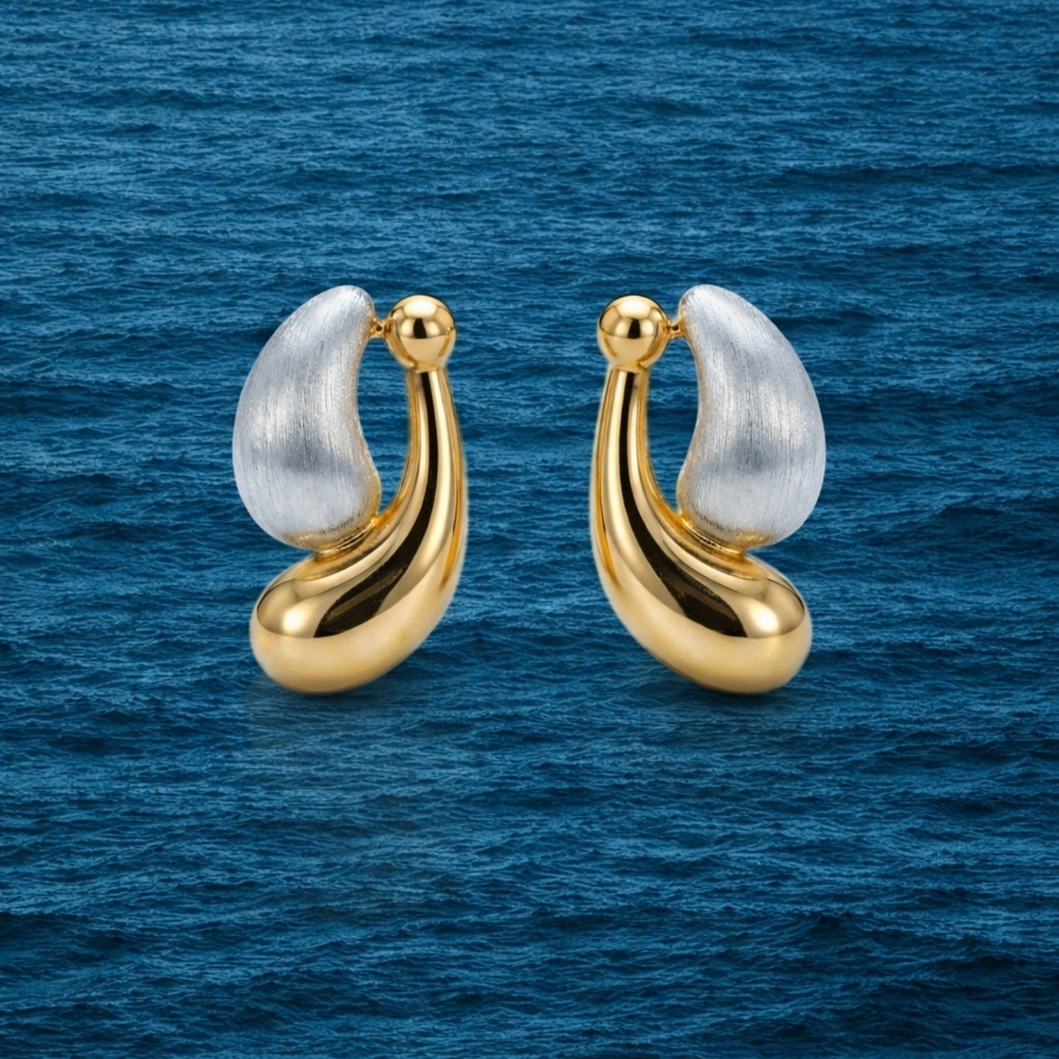 Two-Tone Sculpted Drop Earrings