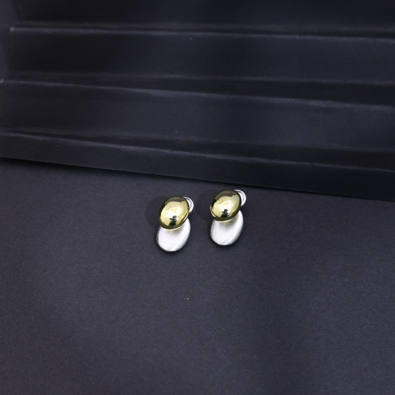 Two-Tone Oval Stud Earrings