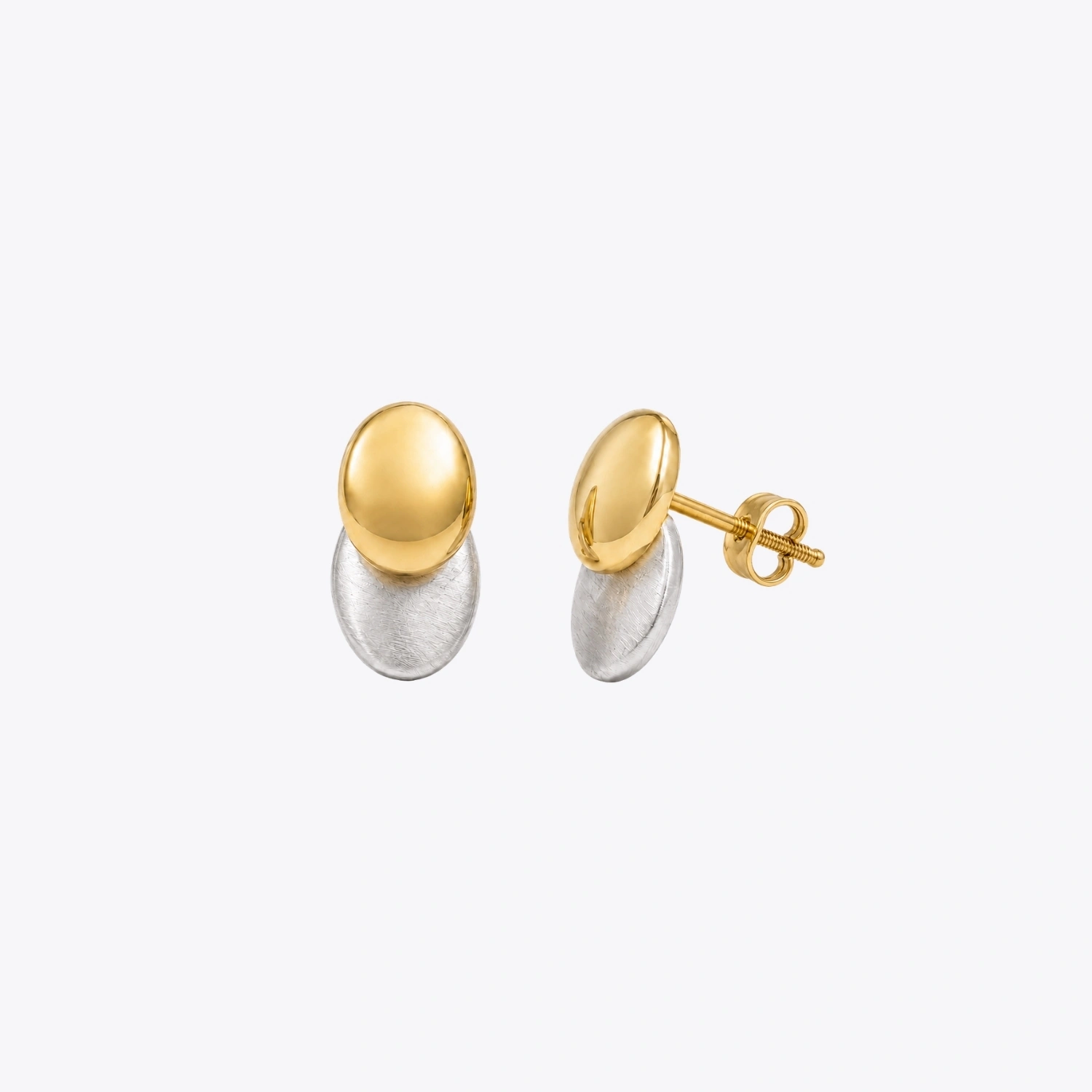 Two-Tone Oval Stud Earrings - Image 3