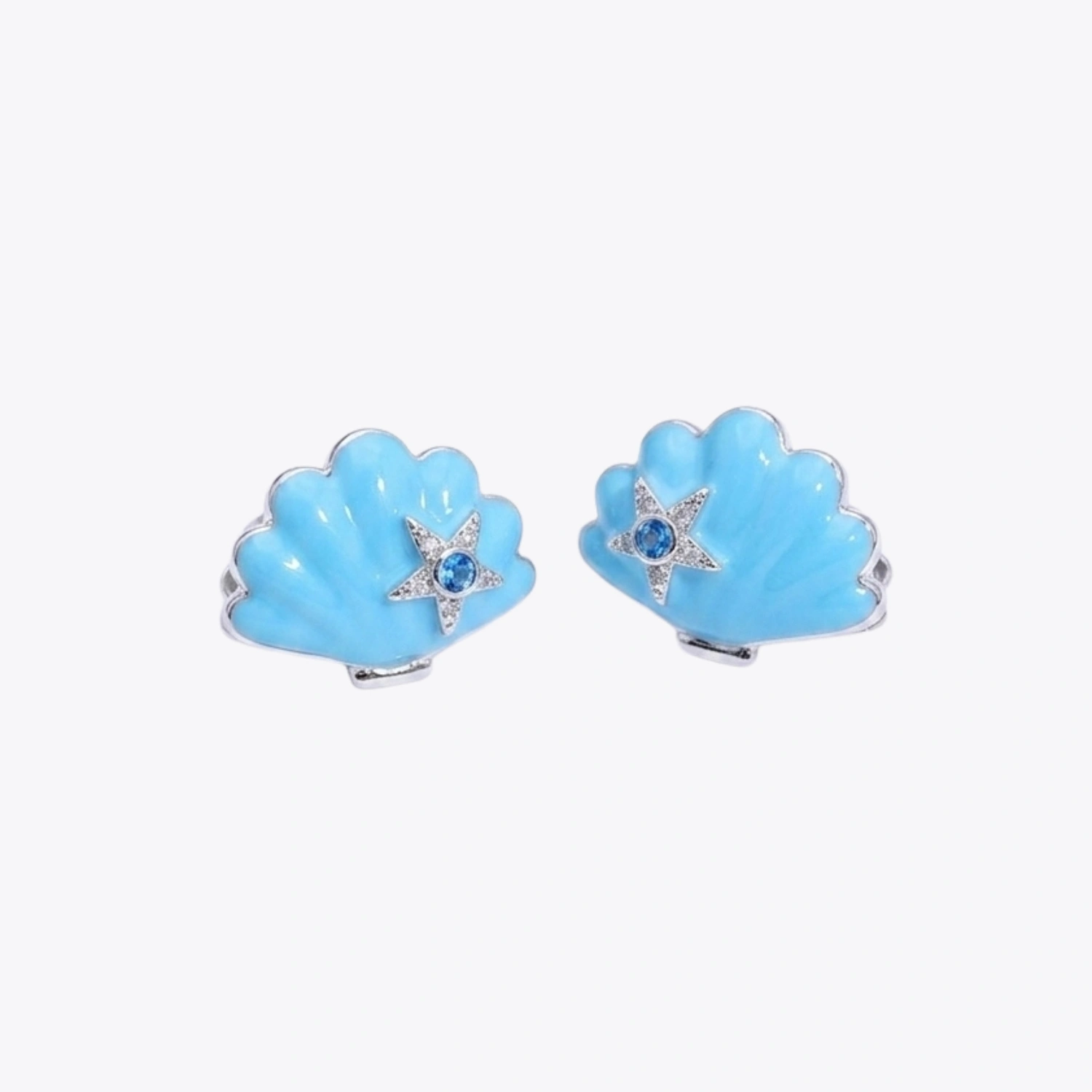 Blue Shell Starfish Stud Earrings - Image 3