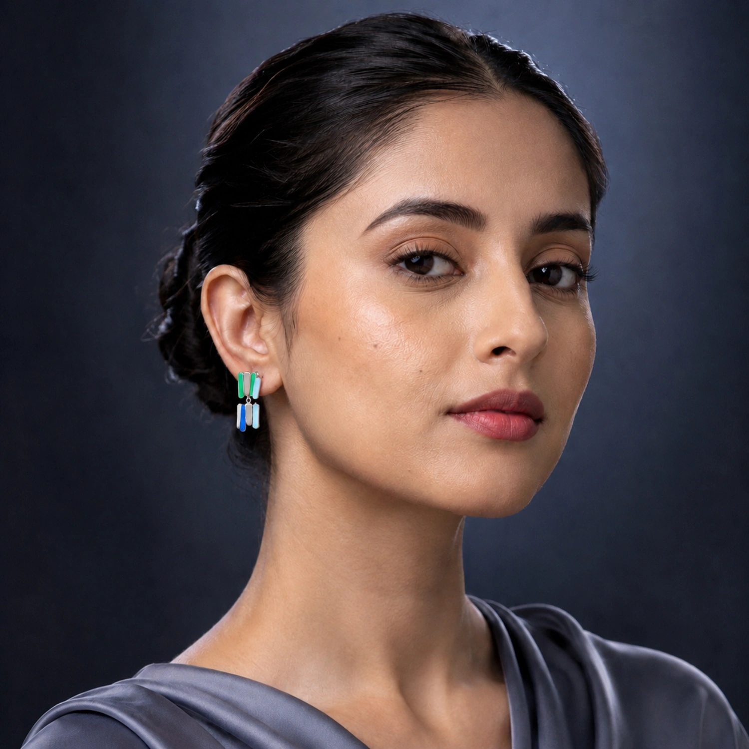 Multicolor Bar Drop Earrings - Image 2