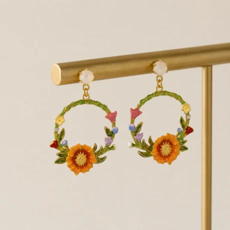 Garden Bloom Floral Hoop Earrings