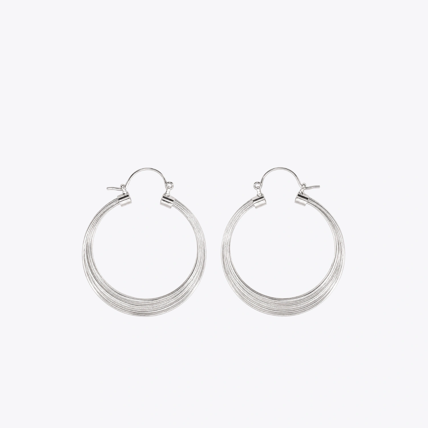 Silver Multi-Layer Hoop Earrings - Image 3