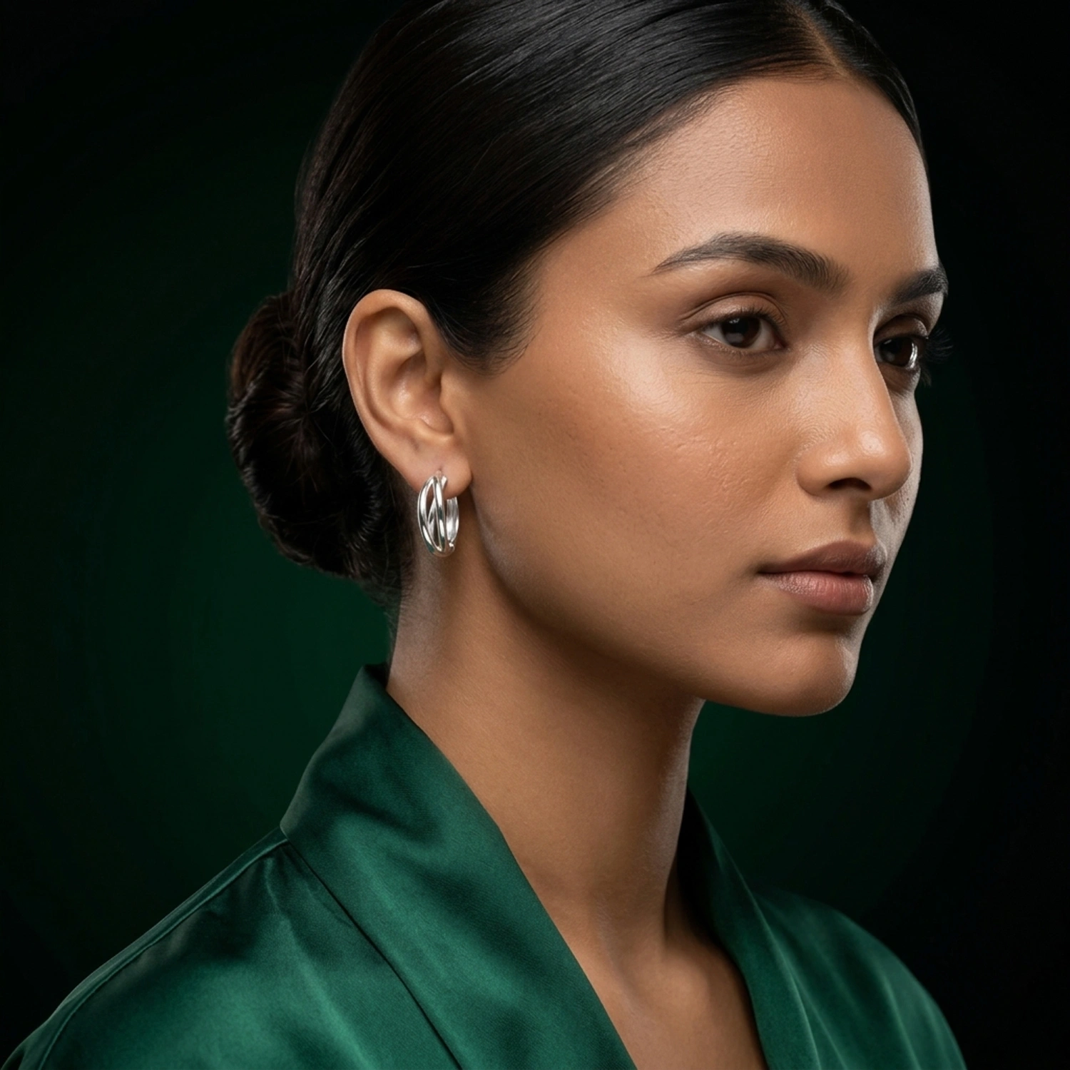 Silver Twisted Hoop Earrings - Image 2