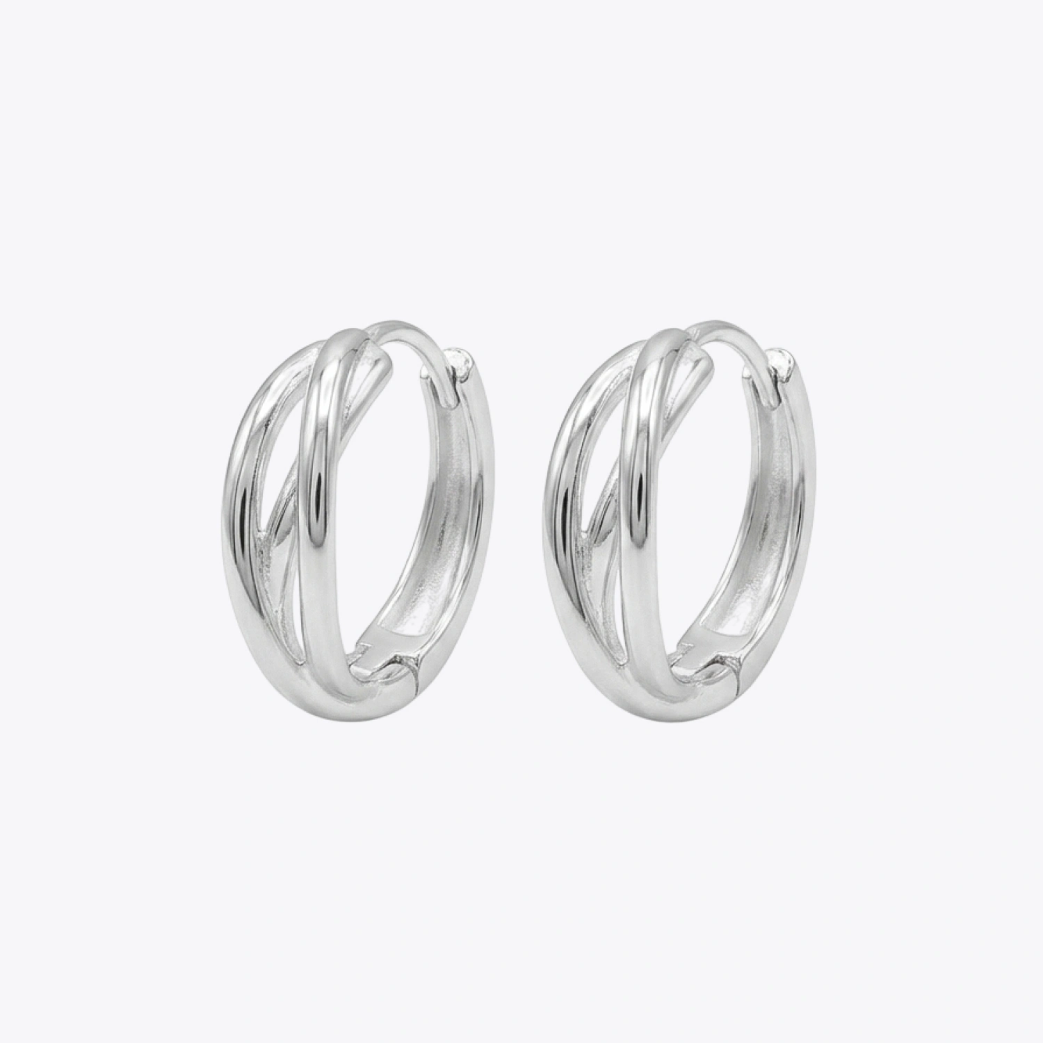 Silver Twisted Hoop Earrings - Image 3