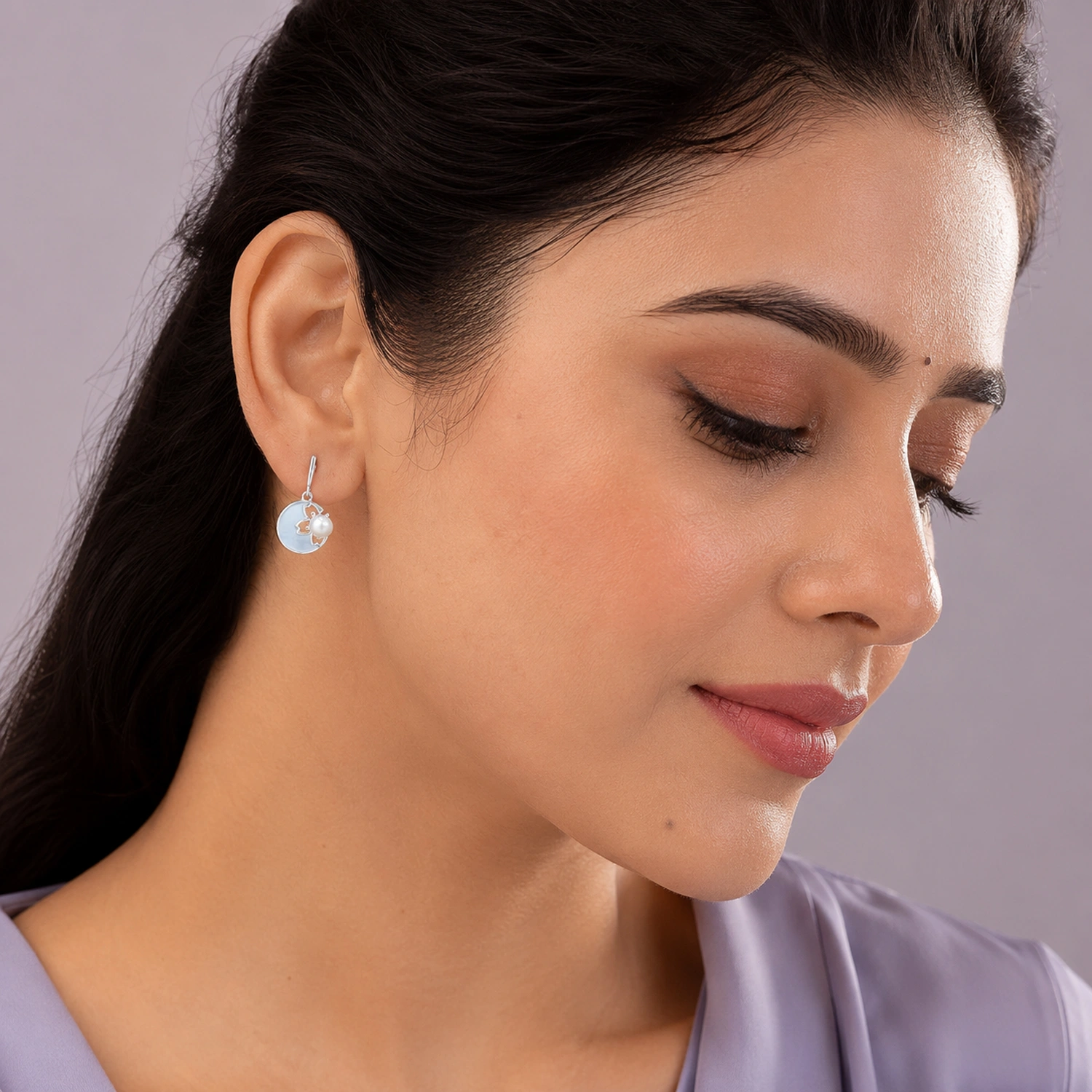 Silver Pearl Bloom Drop Earrings - Image 2