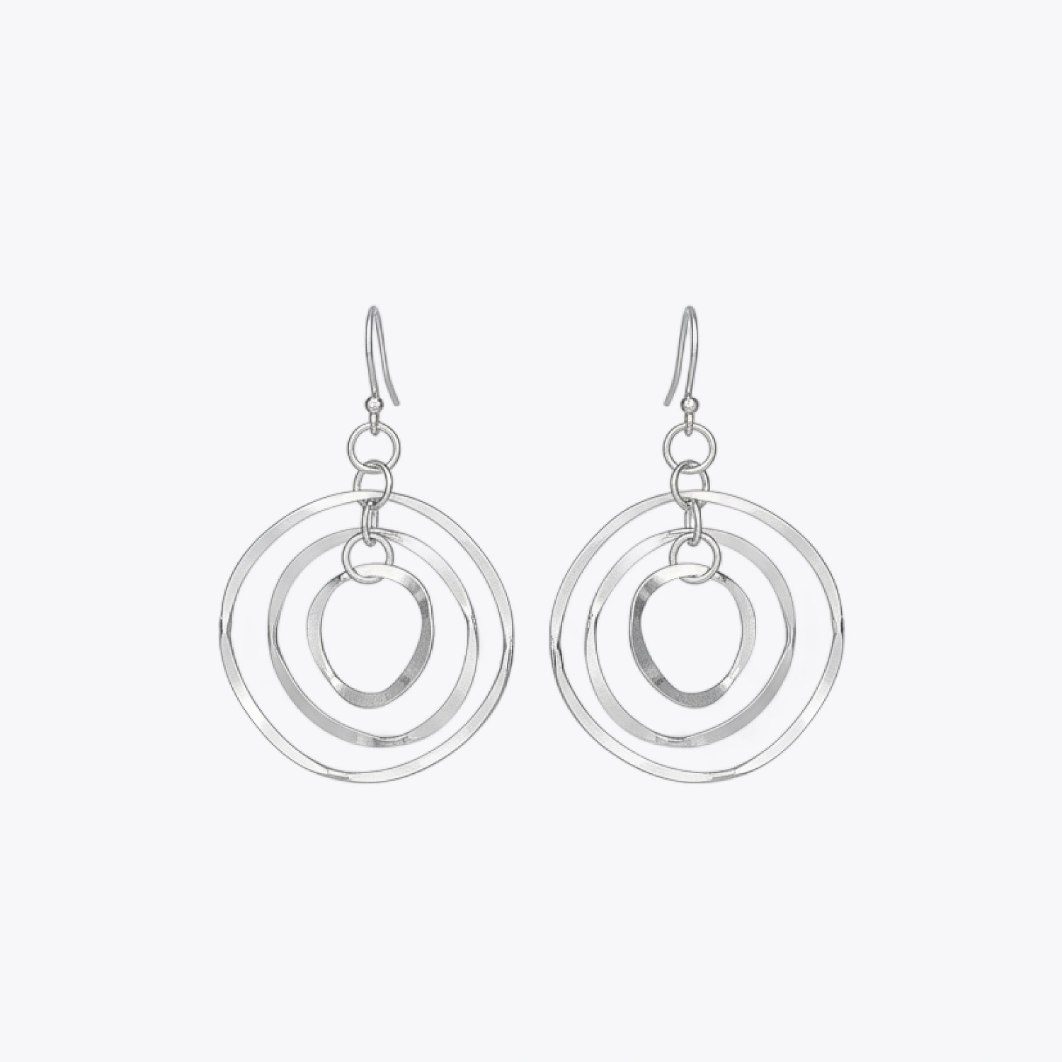 Silver Multi-Circle Drop Earrings - Image 3