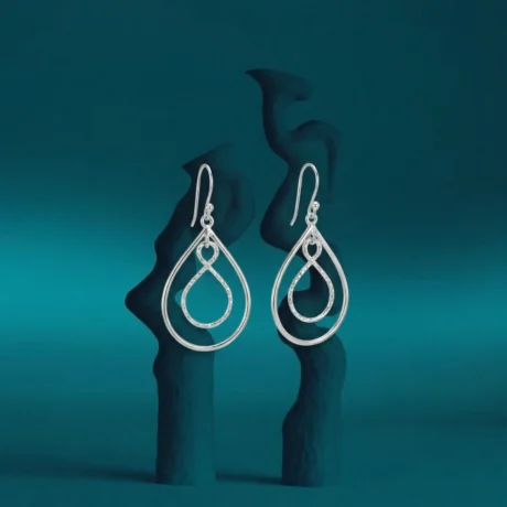 Silver Infinity Teardrop Dangler Earrings