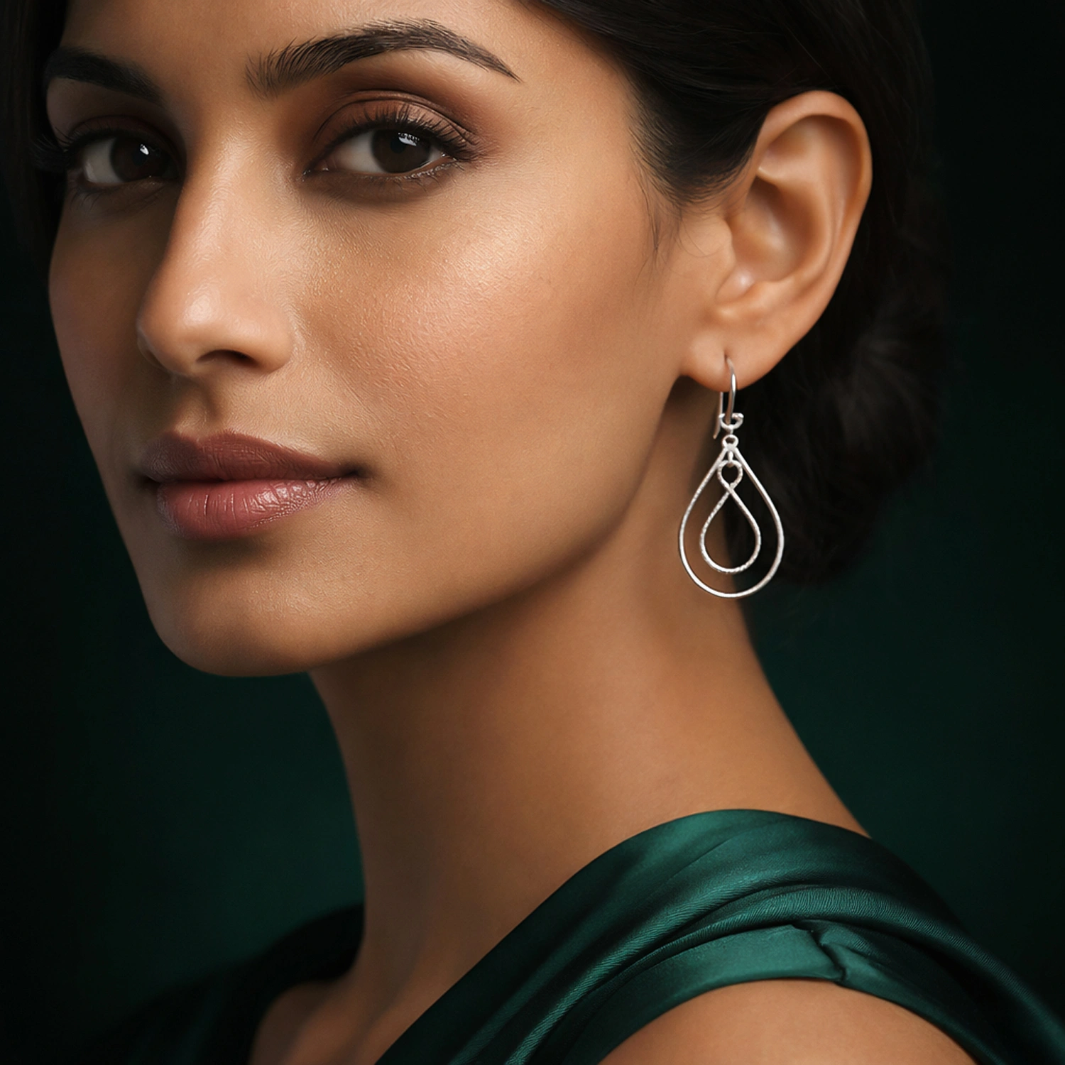 Silver Infinity Teardrop Dangler Earrings - Image 2