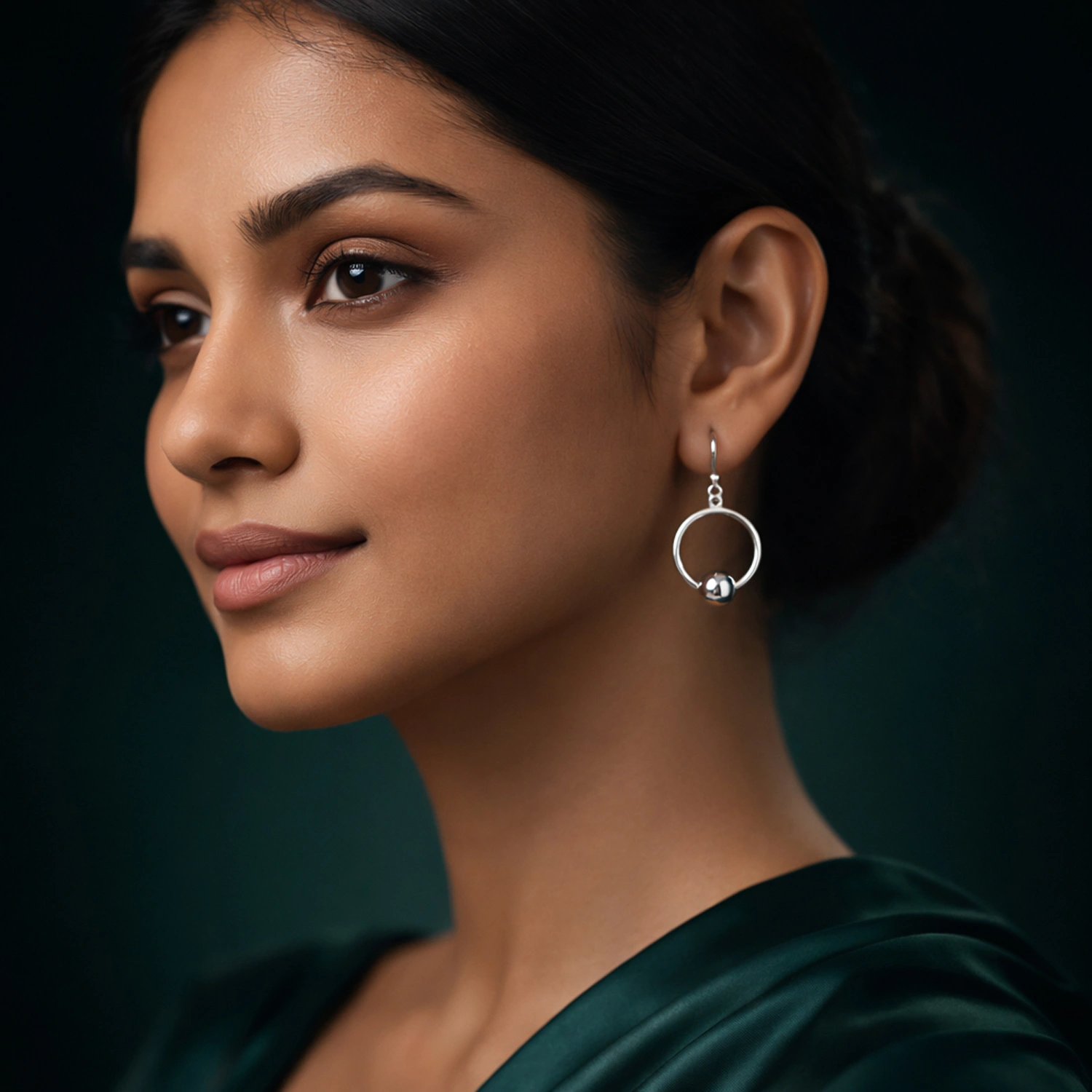 Silver Orbit Ball Drop Earrings - Image 2