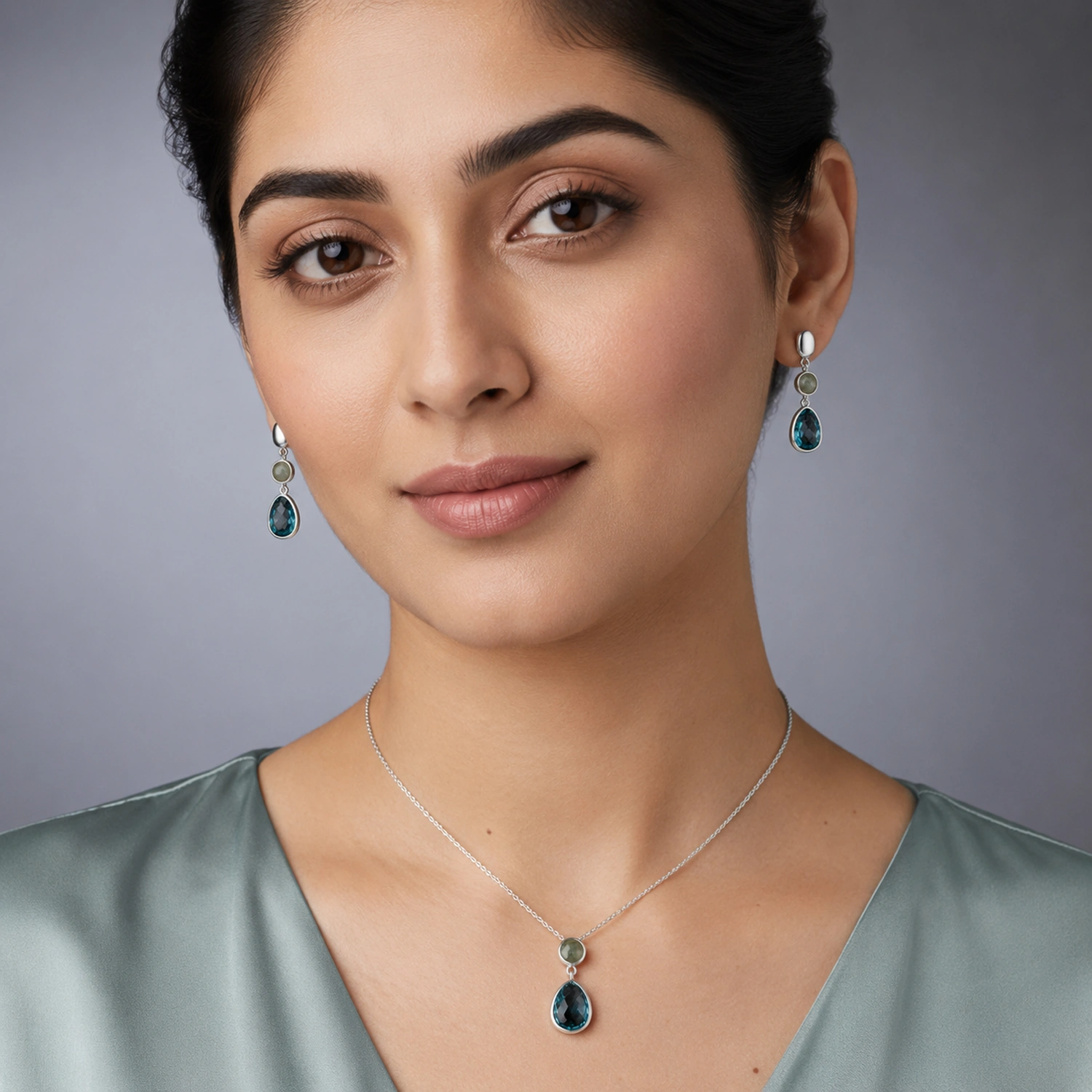 Sky Blue & Sunshine Drop Silver Set - Image 2