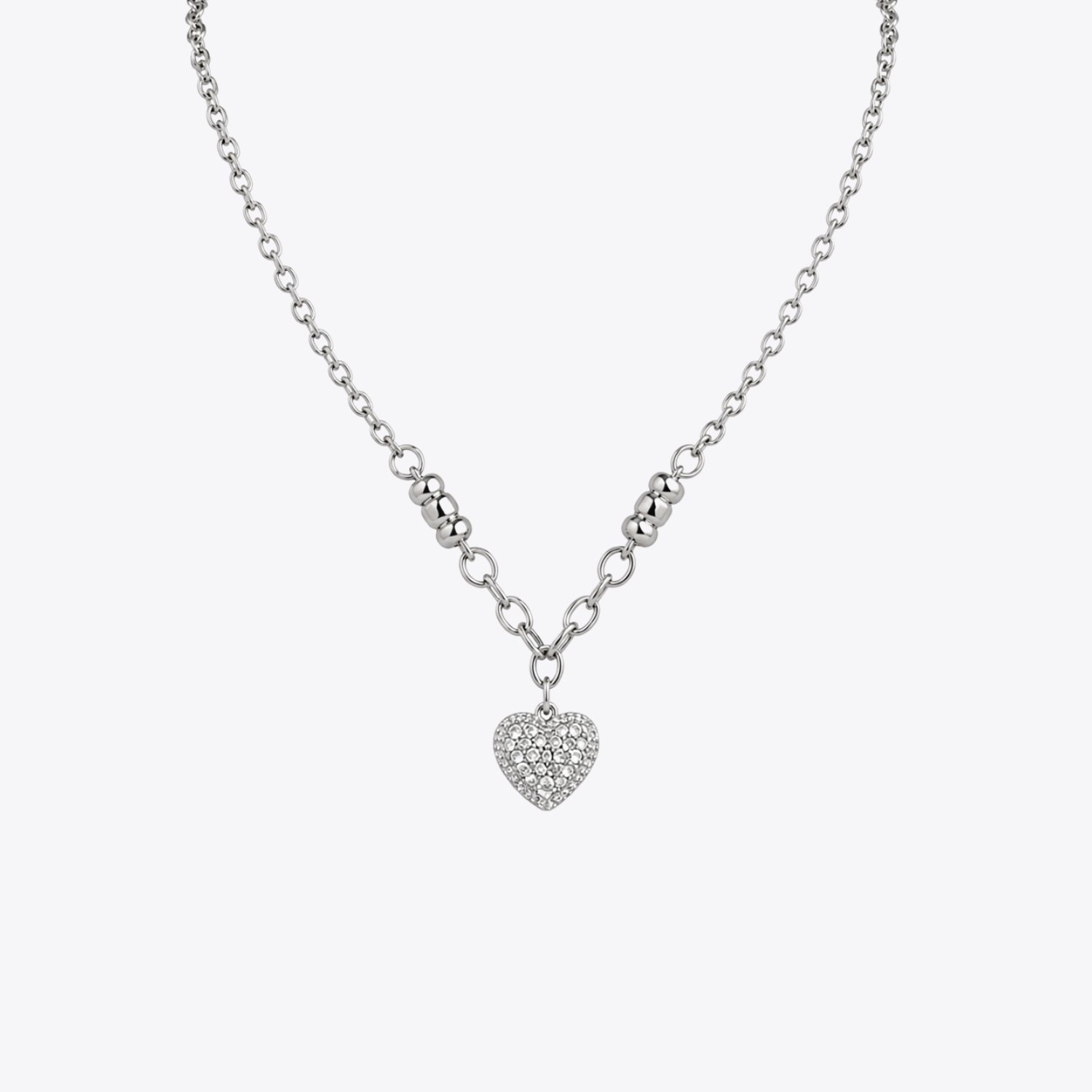 Crystal Heart Charm Silver Necklace - Image 3