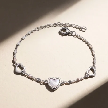 Heart Charm Silver Bracelet