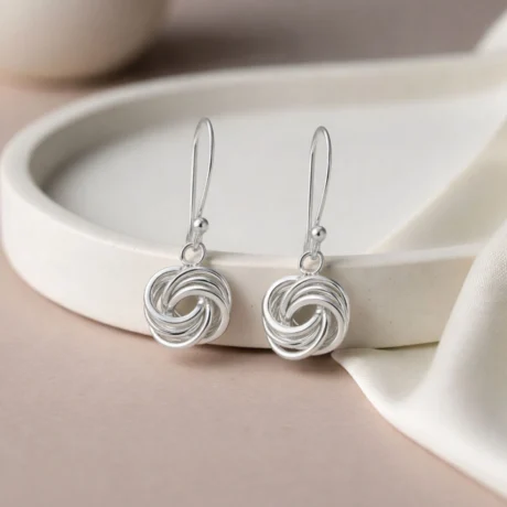 Silver Infinity Knot Drop Earrings