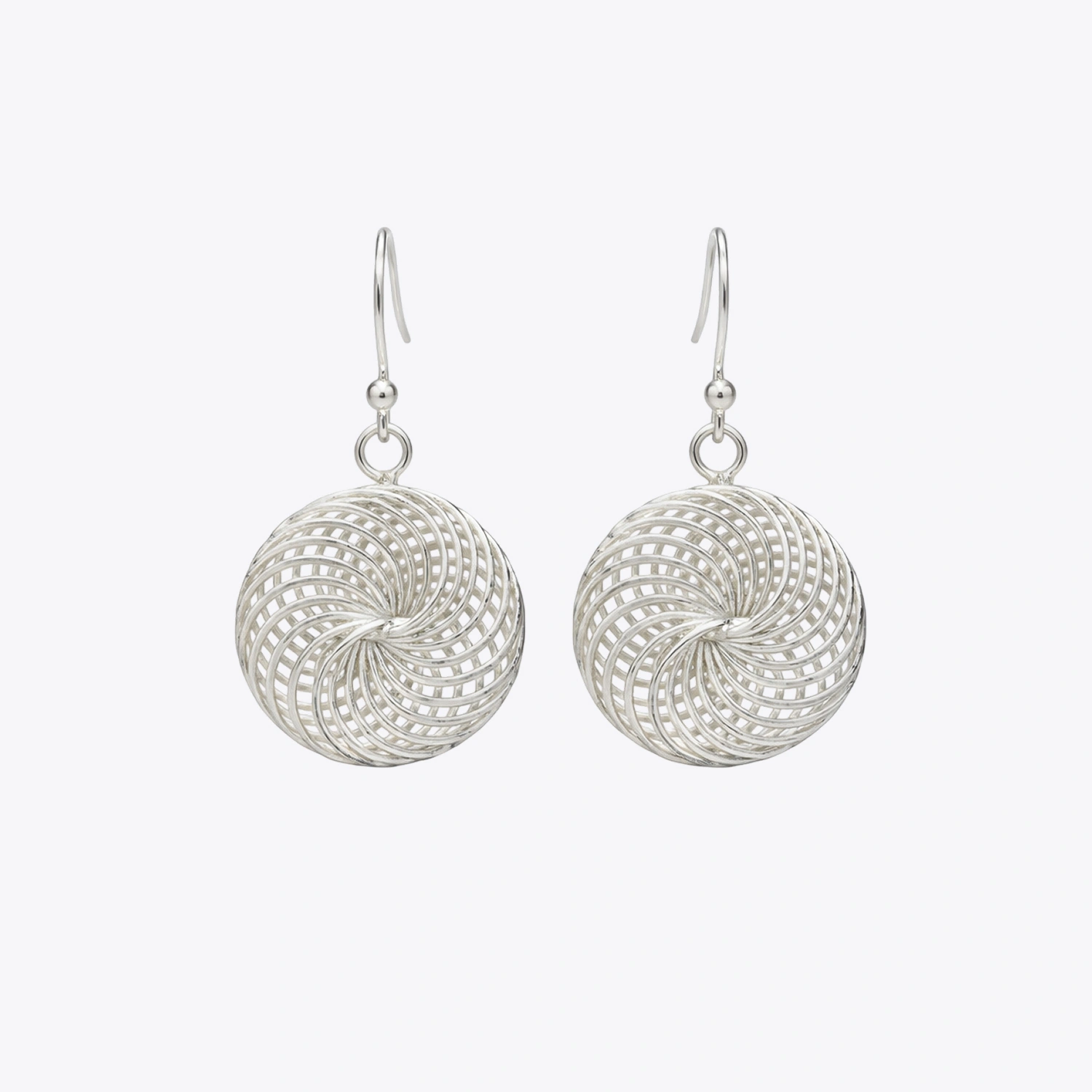 Silver Spiral Mesh Drop Earrings - Image 3