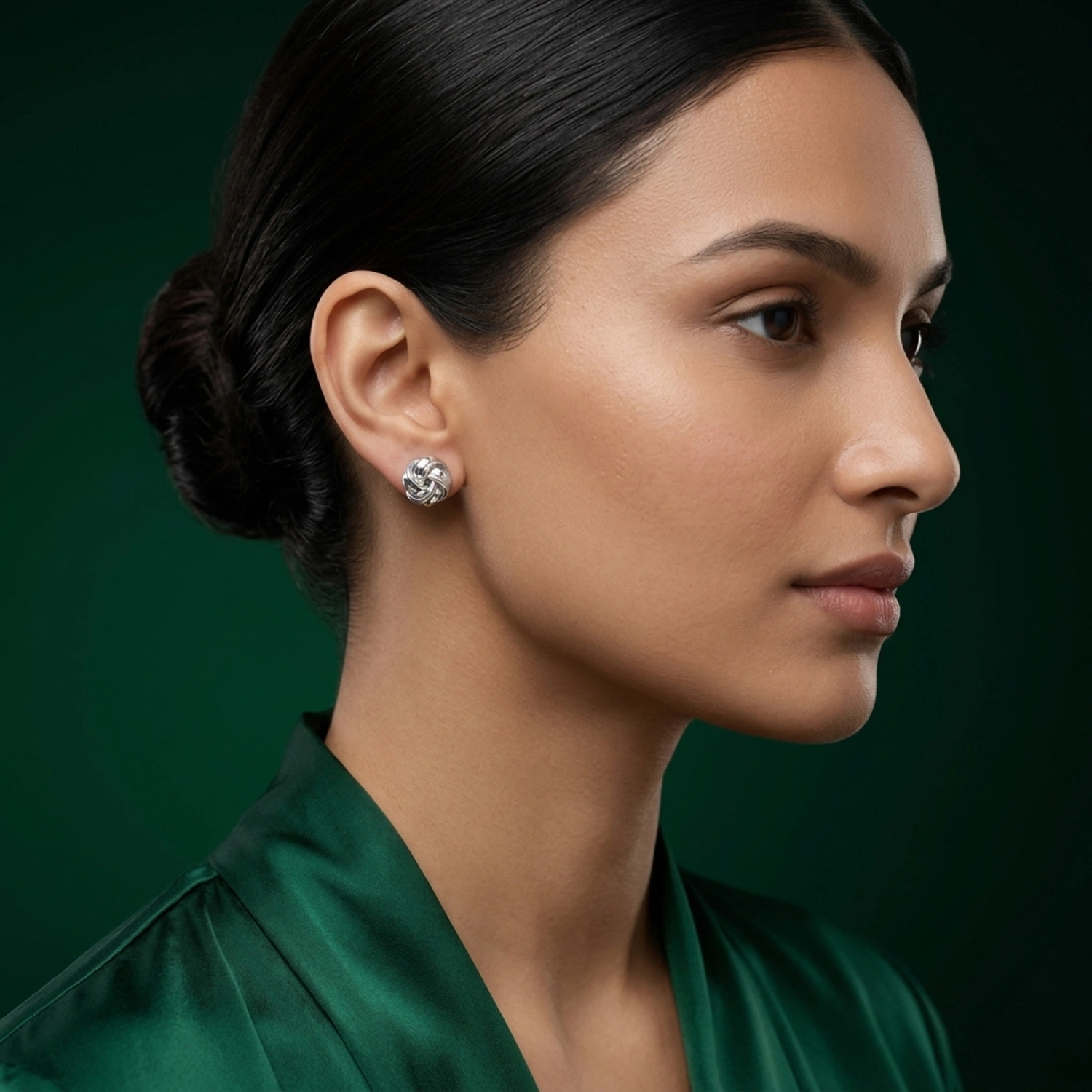 Silver Love Knot Stud Earrings - Image 2