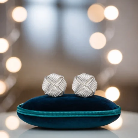 Silver Knot Stud Earrings