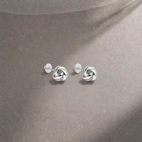 Silver Knot Stud Earrings