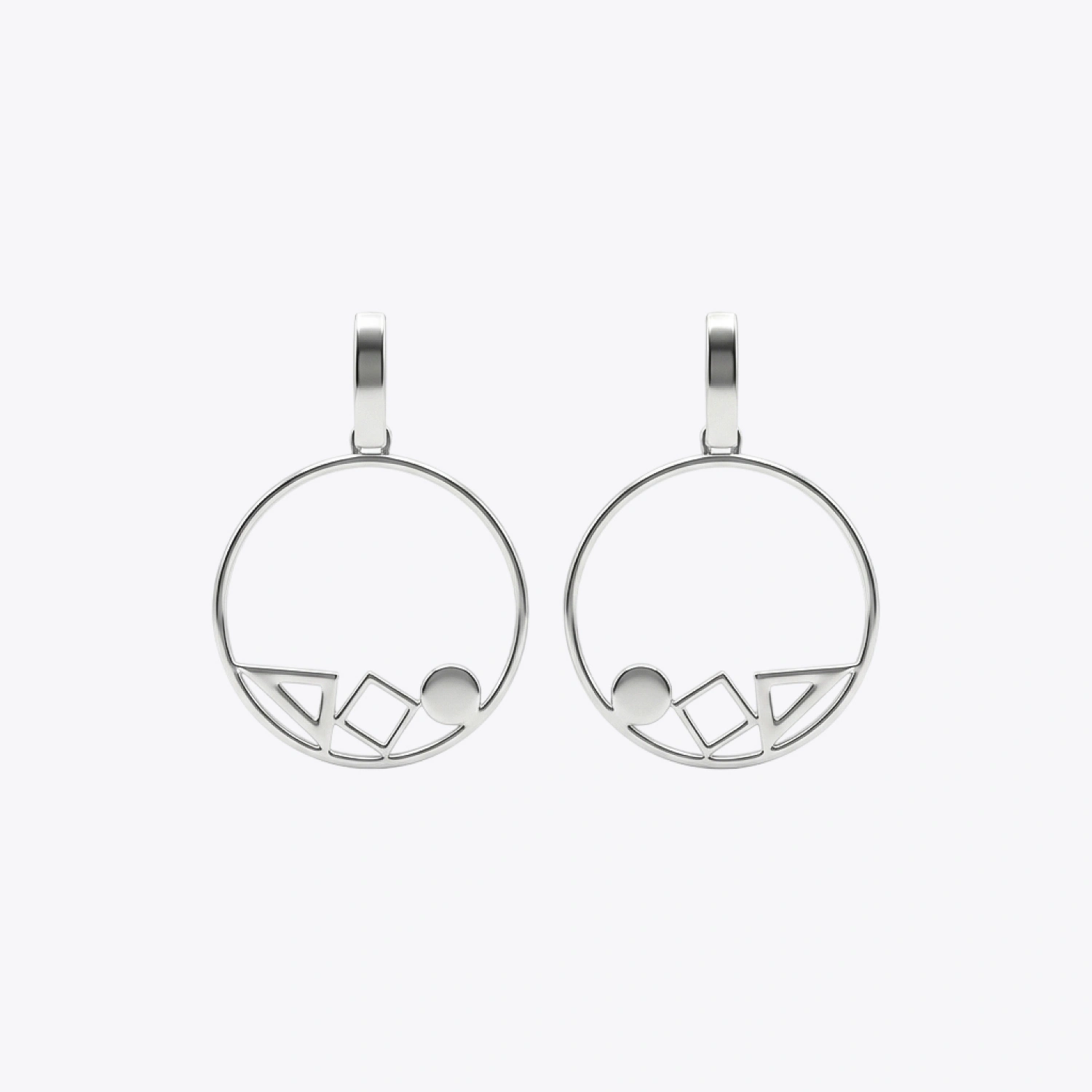 Geometric Circle Drop Earrings - Image 3