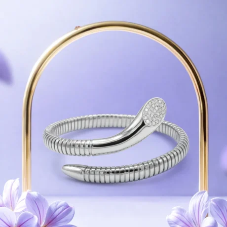 Silver Pave Nail Cuff Bracelet