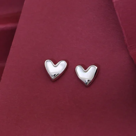 Luna Heart Silver Stud Earrings